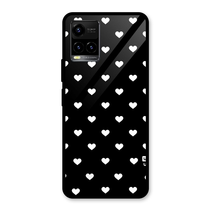 Seamless Hearts Pattern Glass Back Case for Vivo Y21 2021