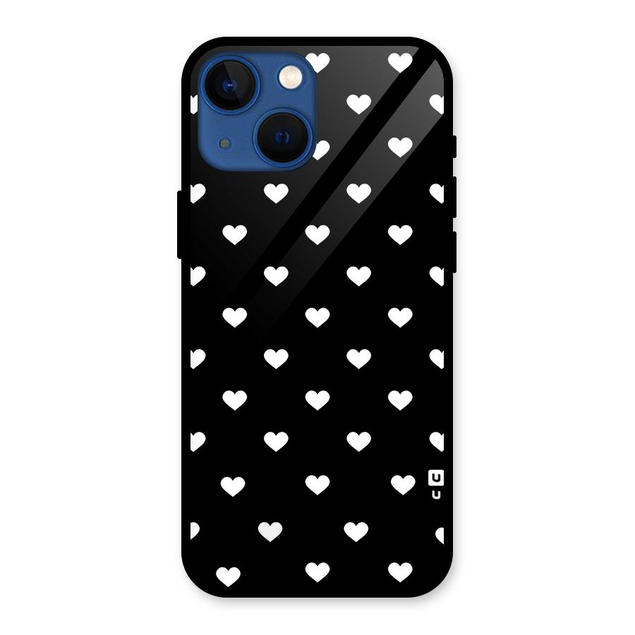 Seamless Hearts Pattern Glass Back Case for iPhone 13 Mini