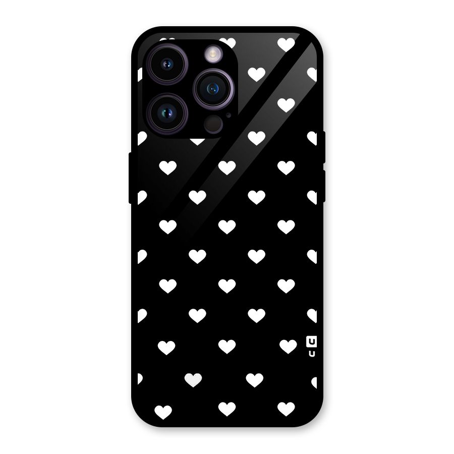 Seamless Hearts Pattern Glass Back Case for iPhone 14 Pro Max