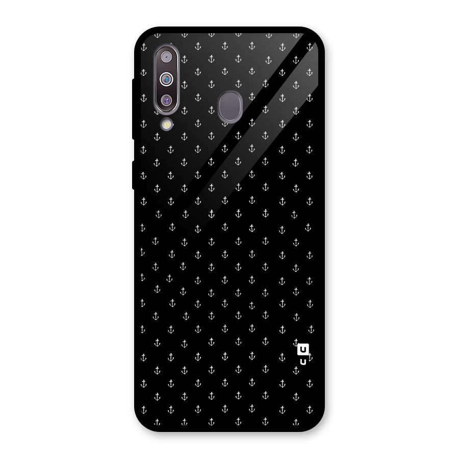 Seamless Small Anchors Pattern Glass Back Case for Galaxy M30