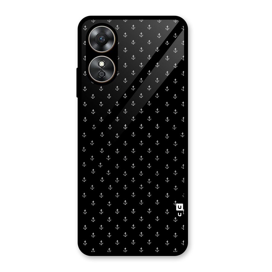 Seamless Small Anchors Pattern Glass Back Case for Oppo A17
