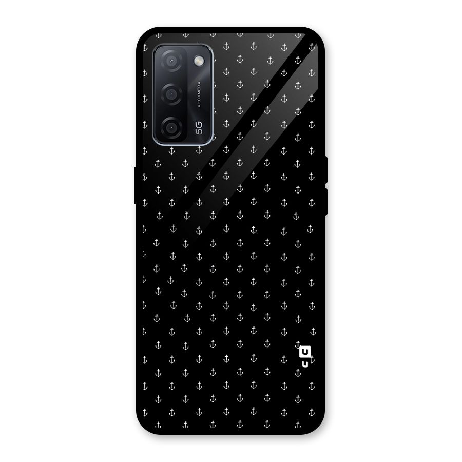 Seamless Small Anchors Pattern Glass Back Case for Oppo A53s 5G