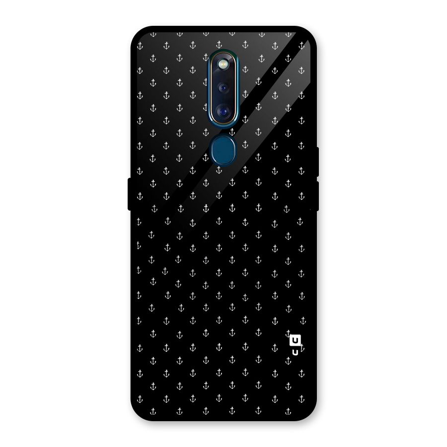 Seamless Small Anchors Pattern Glass Back Case for Oppo F11 Pro