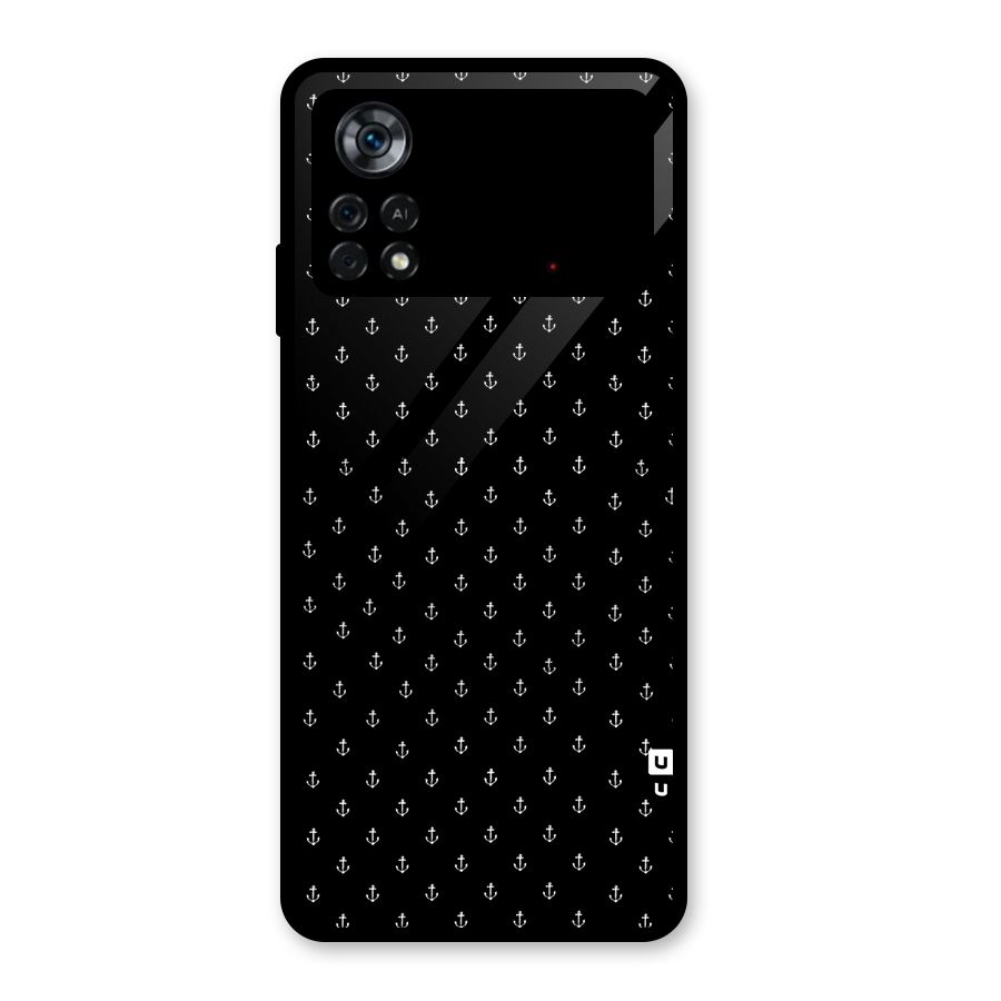Seamless Small Anchors Pattern Glass Back Case for Poco X4 Pro 5G