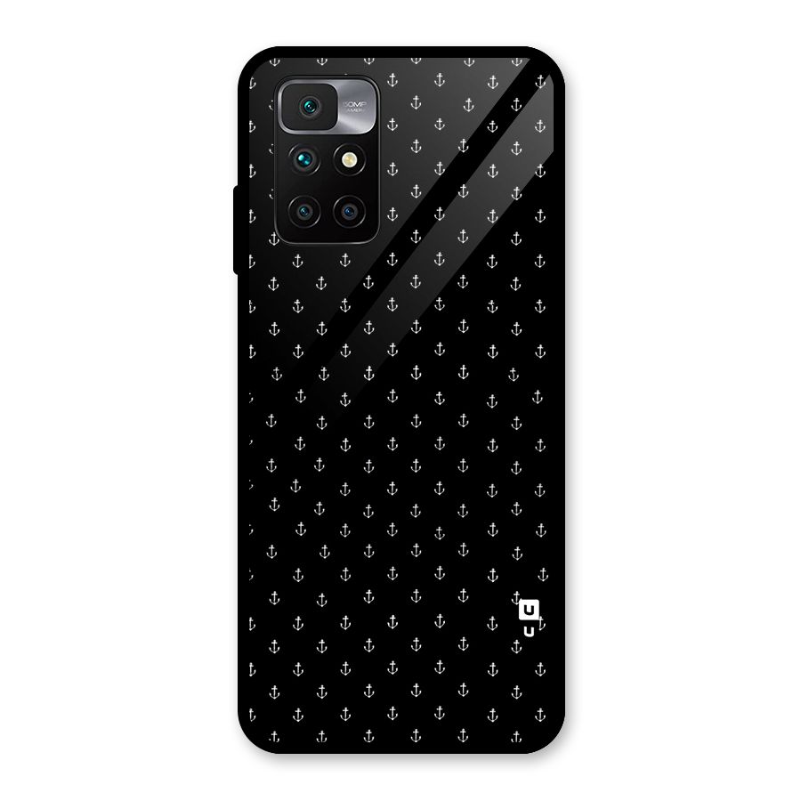 Seamless Small Anchors Pattern Glass Back Case for Redmi 10 Prime