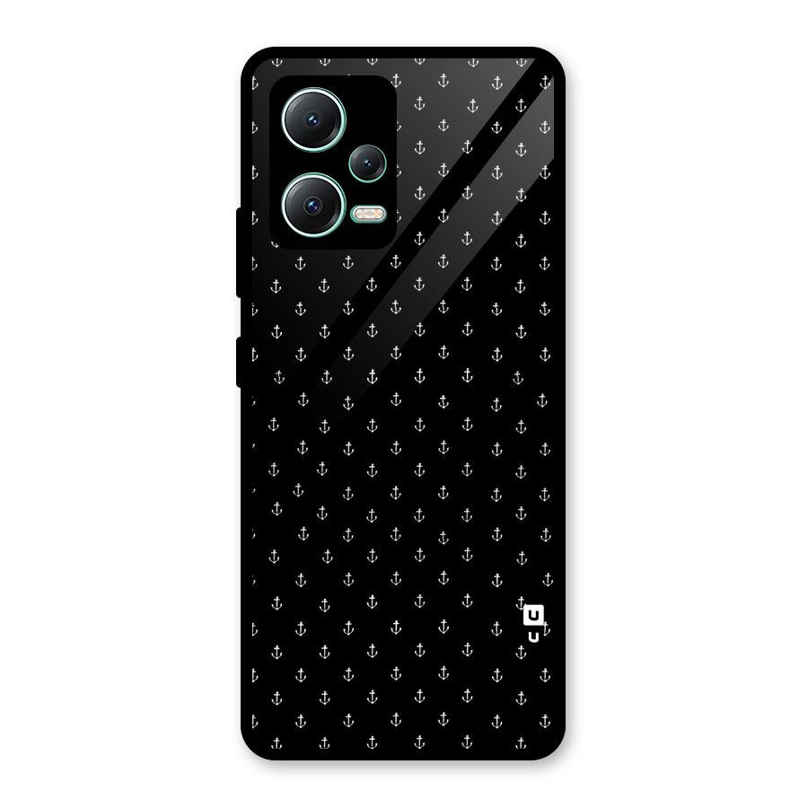 Seamless Small Anchors Pattern Glass Back Case for Redmi Note 12 5G