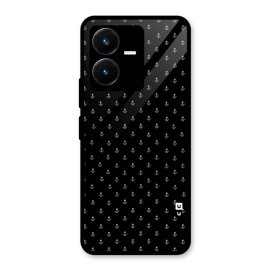 Seamless Small Anchors Pattern Glass Back Case for Vivo Y22
