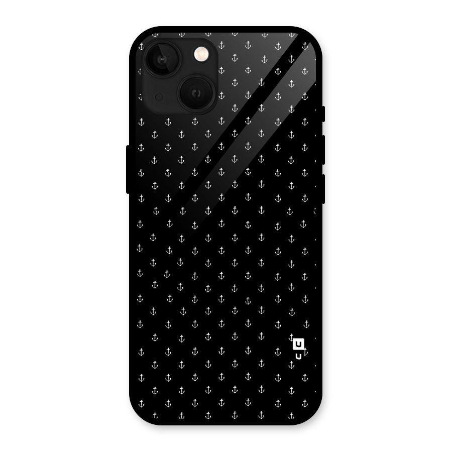 Seamless Small Anchors Pattern Glass Back Case for iPhone 13