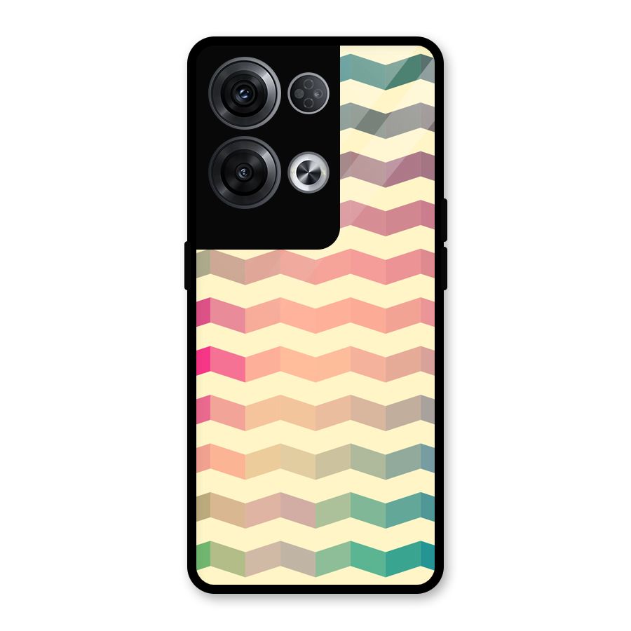 Seamless ZigZag Design Glass Back Case for Oppo Reno8 Pro 5G