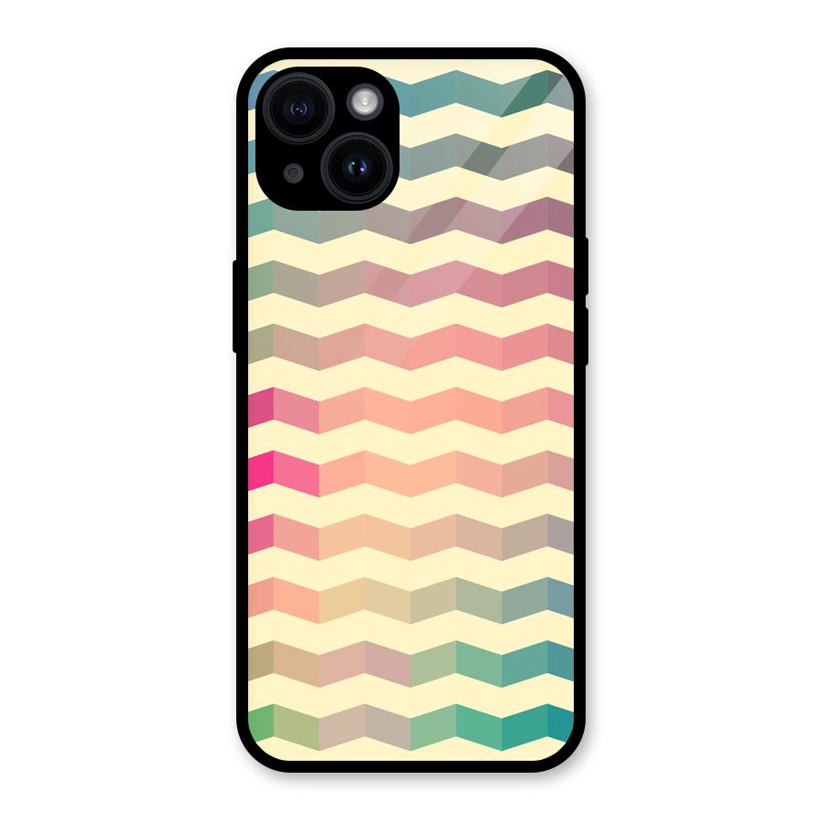Seamless ZigZag Design Glass Back Case for iPhone 14