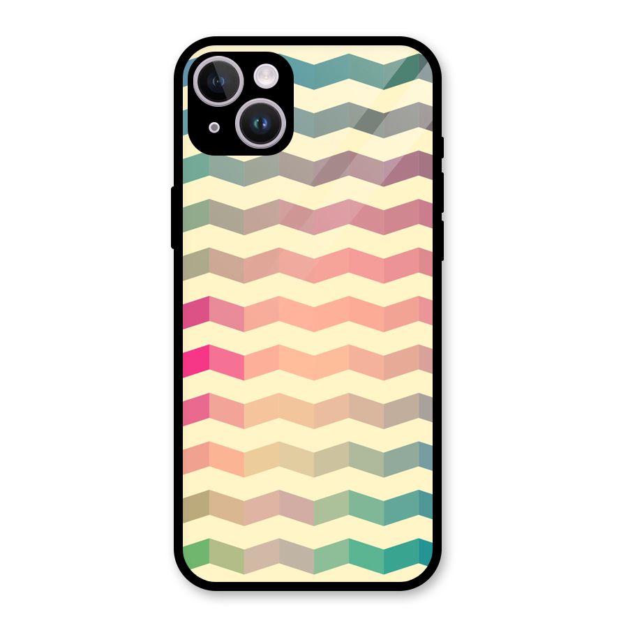 Seamless ZigZag Design Glass Back Case for iPhone 14 Plus