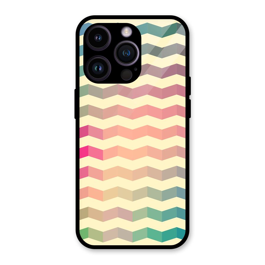 Seamless ZigZag Design Glass Back Case for iPhone 14 Pro