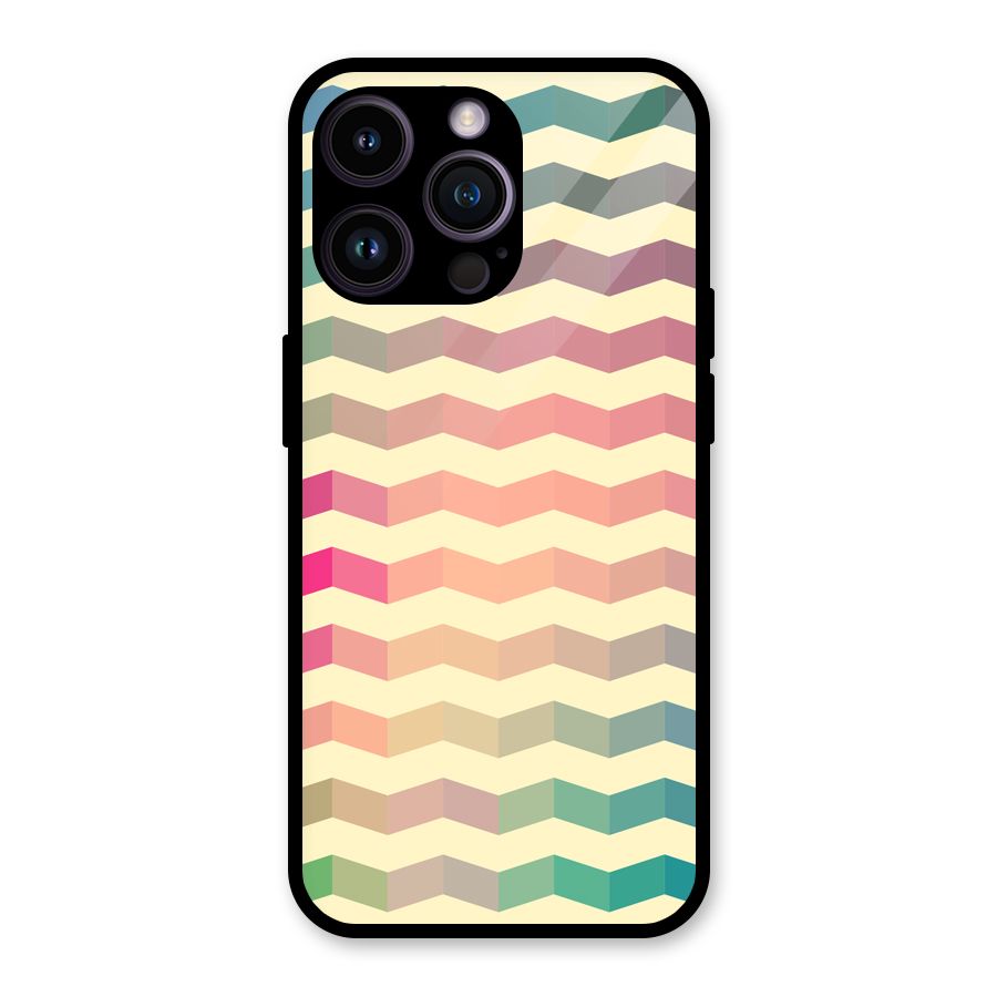 Seamless ZigZag Design Glass Back Case for iPhone 14 Pro Max