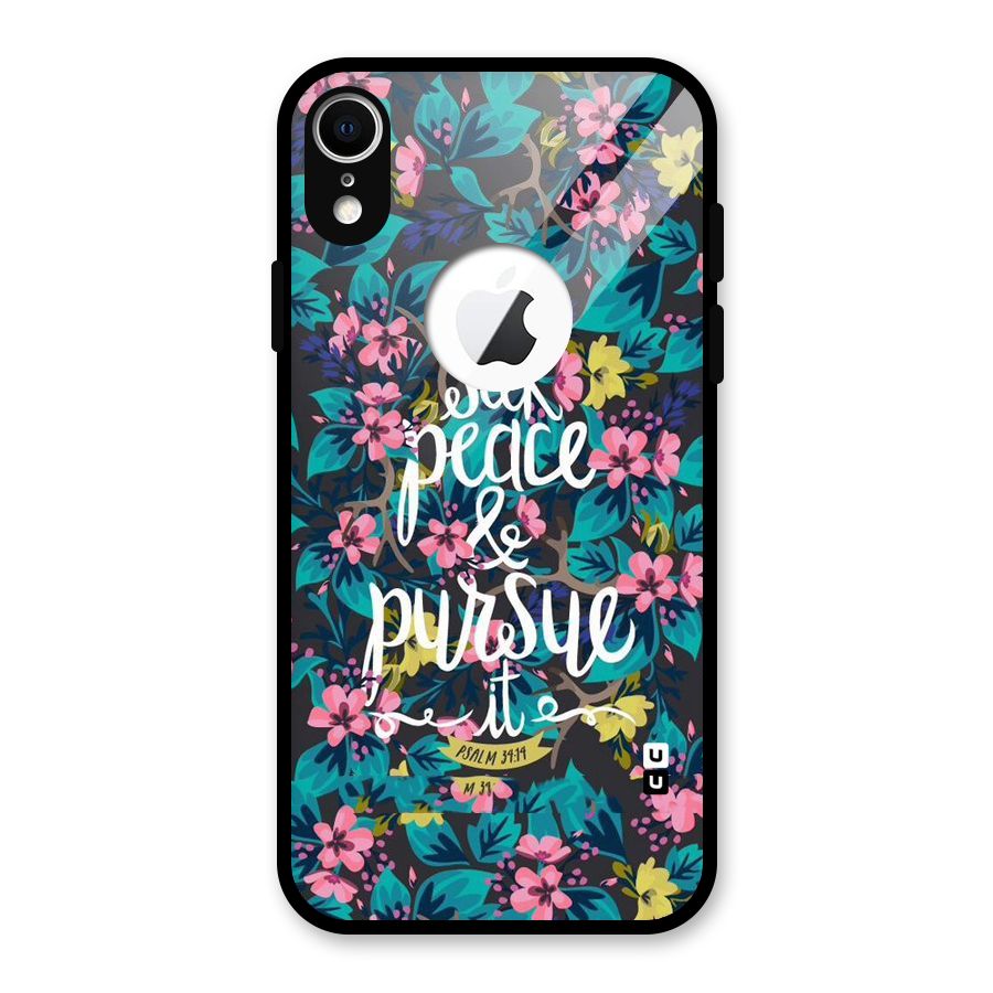 Seek Peace Glass Back Case for iPhone XR Logo Cut