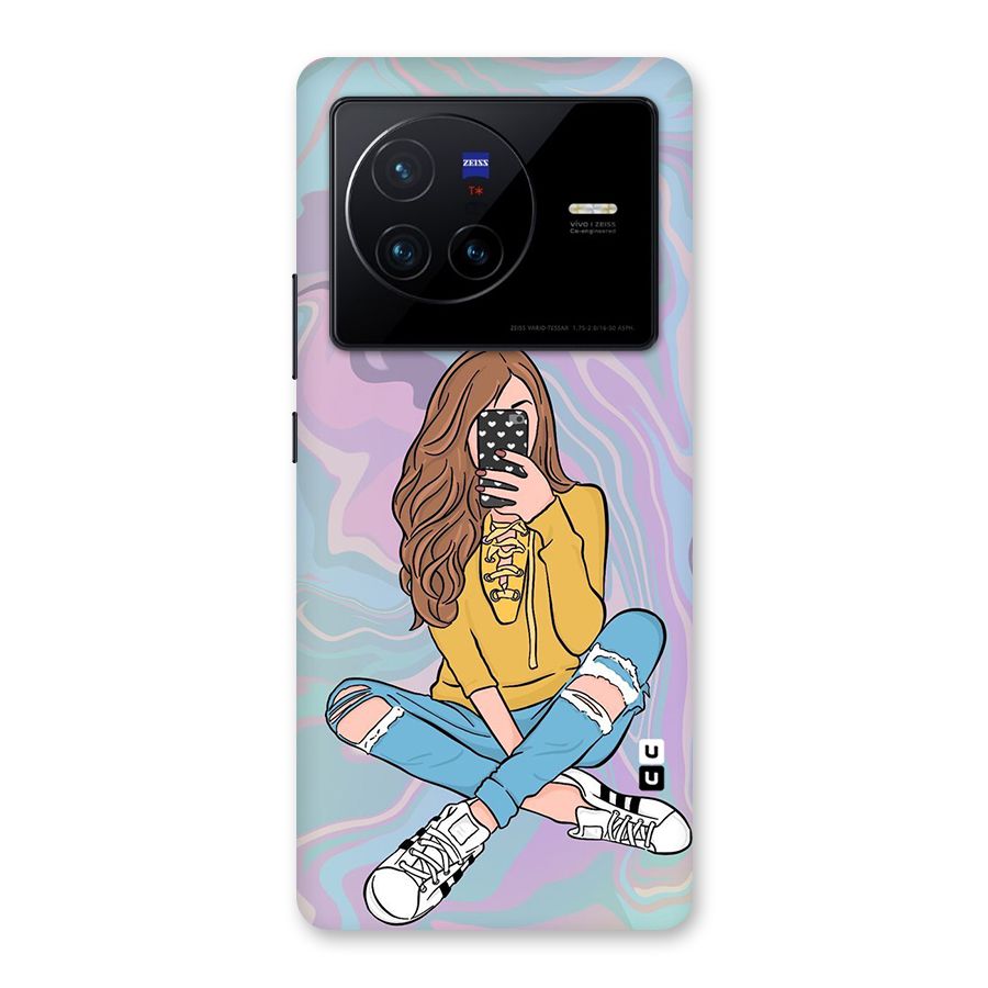Selfie Girl Illustration Back Case for Vivo X80