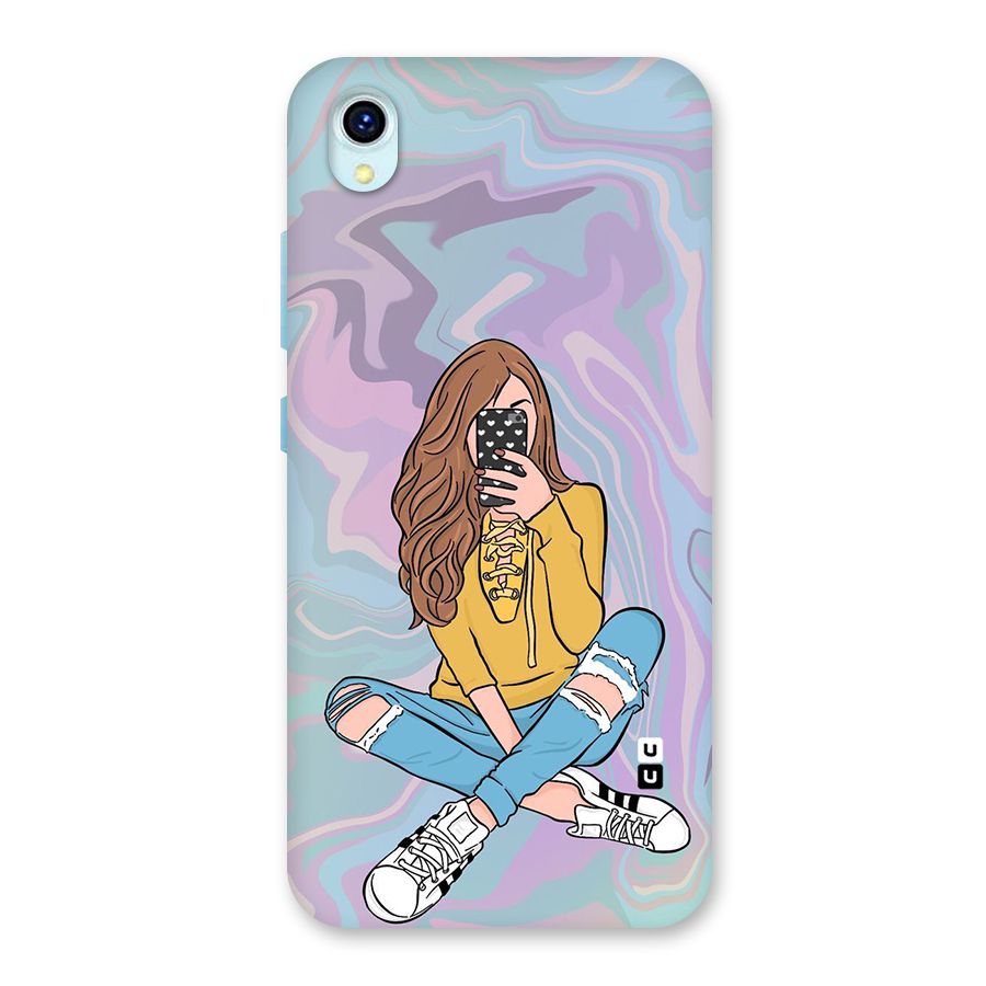 Selfie Girl Illustration Back Case for Vivo Y1s