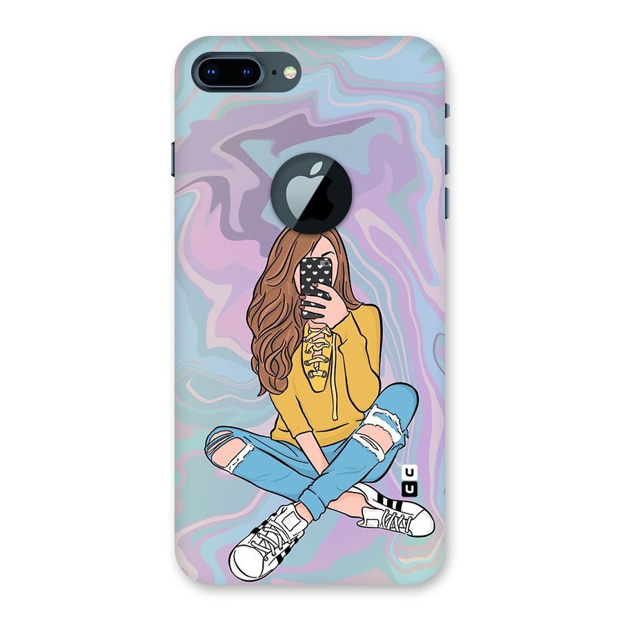 Selfie Girl Illustration Back Case for iPhone 7 Plus Logo Cut