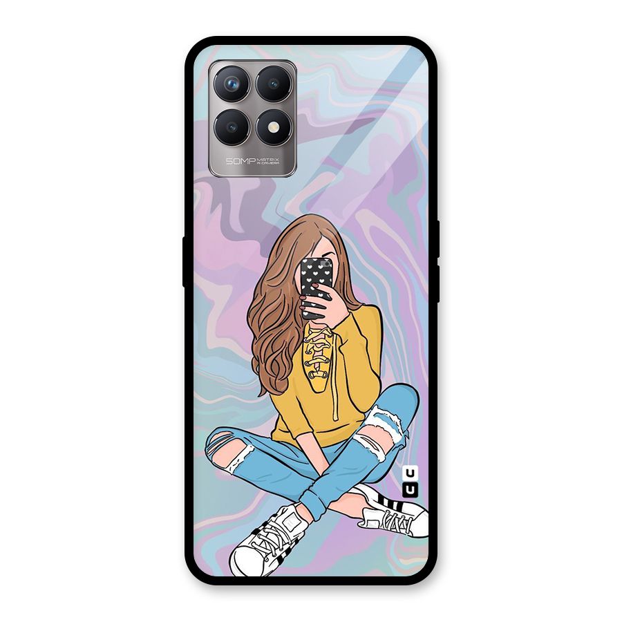 Selfie Girl Illustration Glass Back Case for Realme Narzo 50