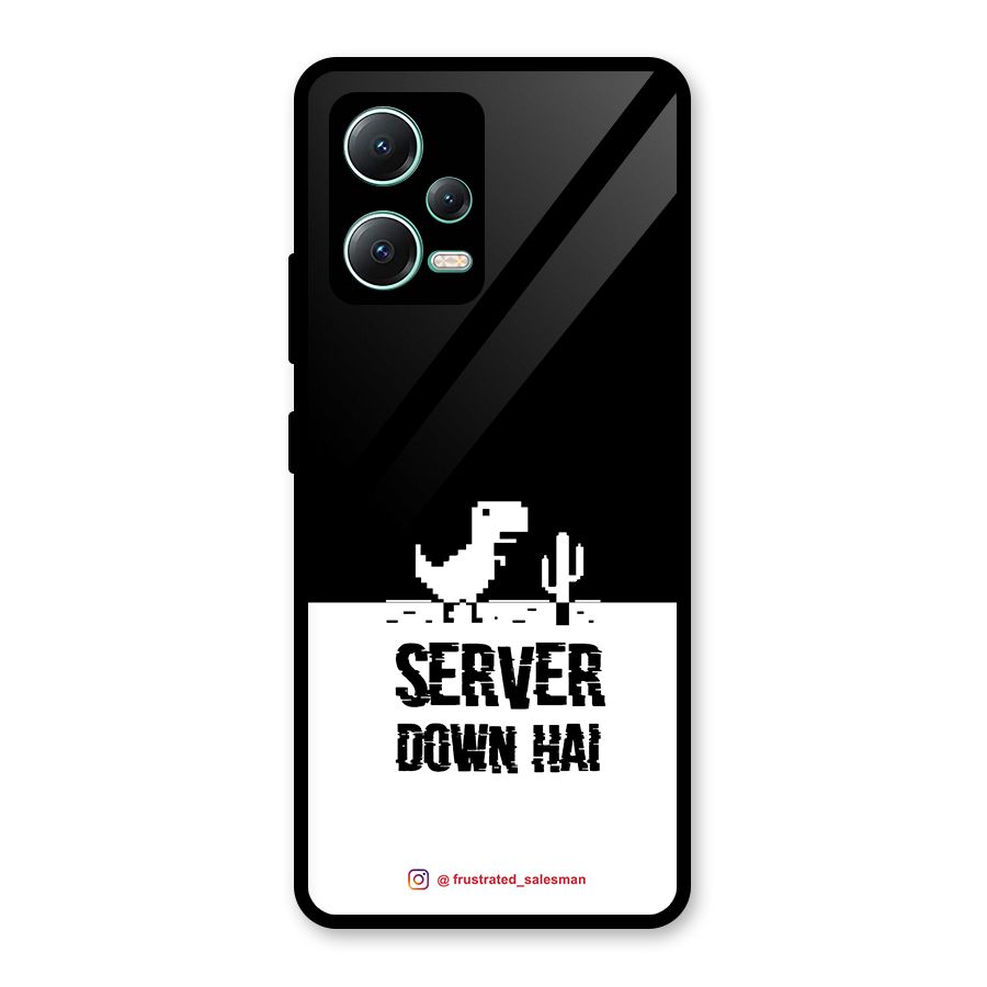Server Down Hai Black Glass Back Case for Redmi Note 12 5G
