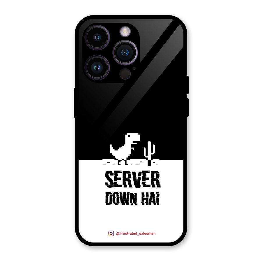 Server Down Hai Black Glass Back Case for iPhone 14 Pro