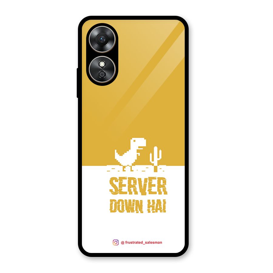 Server Down Hai Mustard Yellow Glass Back Case for Oppo A17