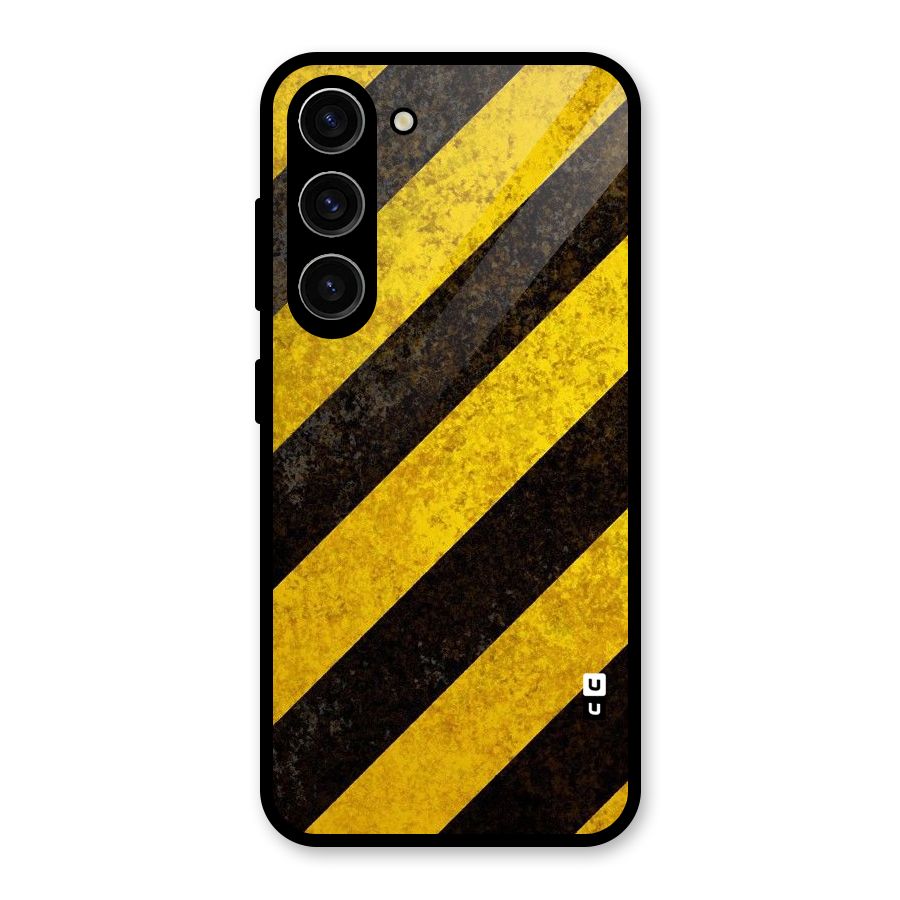 Shaded Yellow Stripes Glass Back Case for Galaxy S23