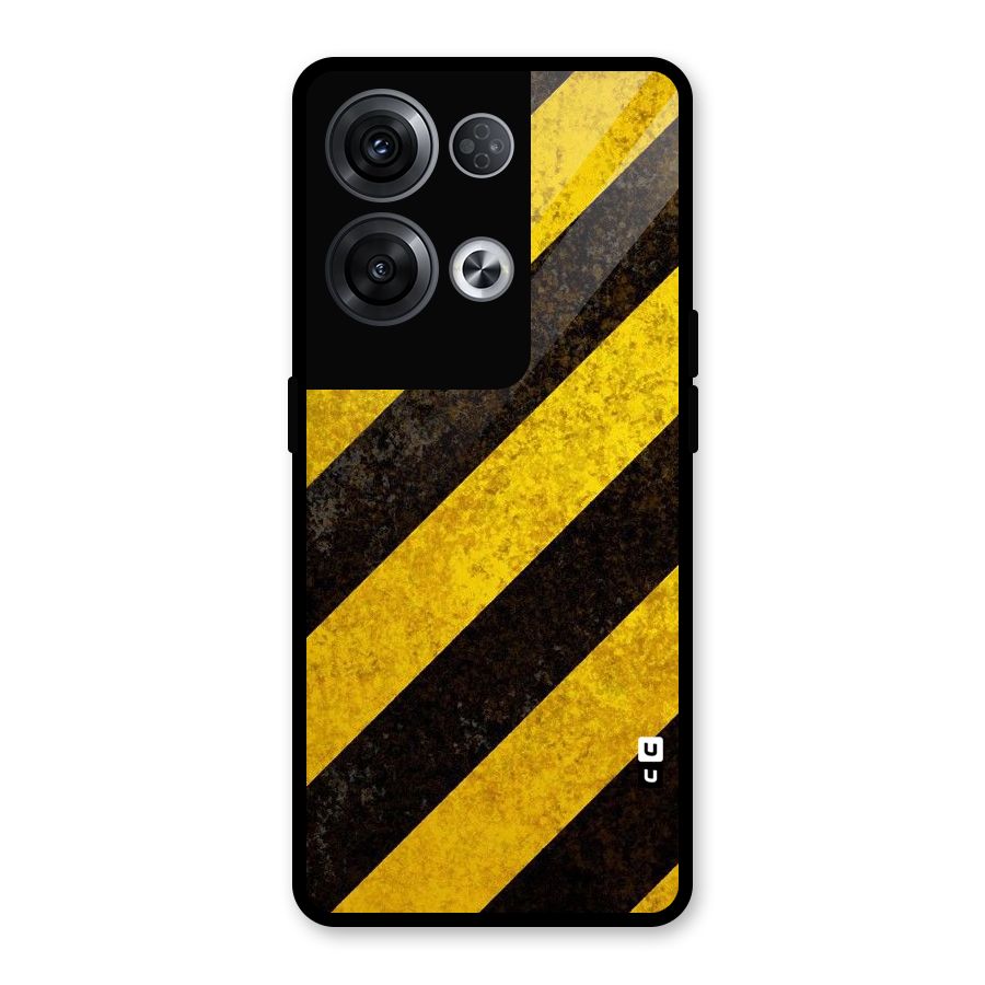 Shaded Yellow Stripes Glass Back Case for Oppo Reno8 Pro 5G