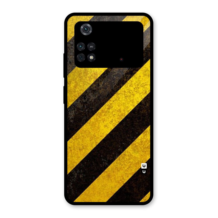 Shaded Yellow Stripes Glass Back Case for Poco M4 Pro 4G