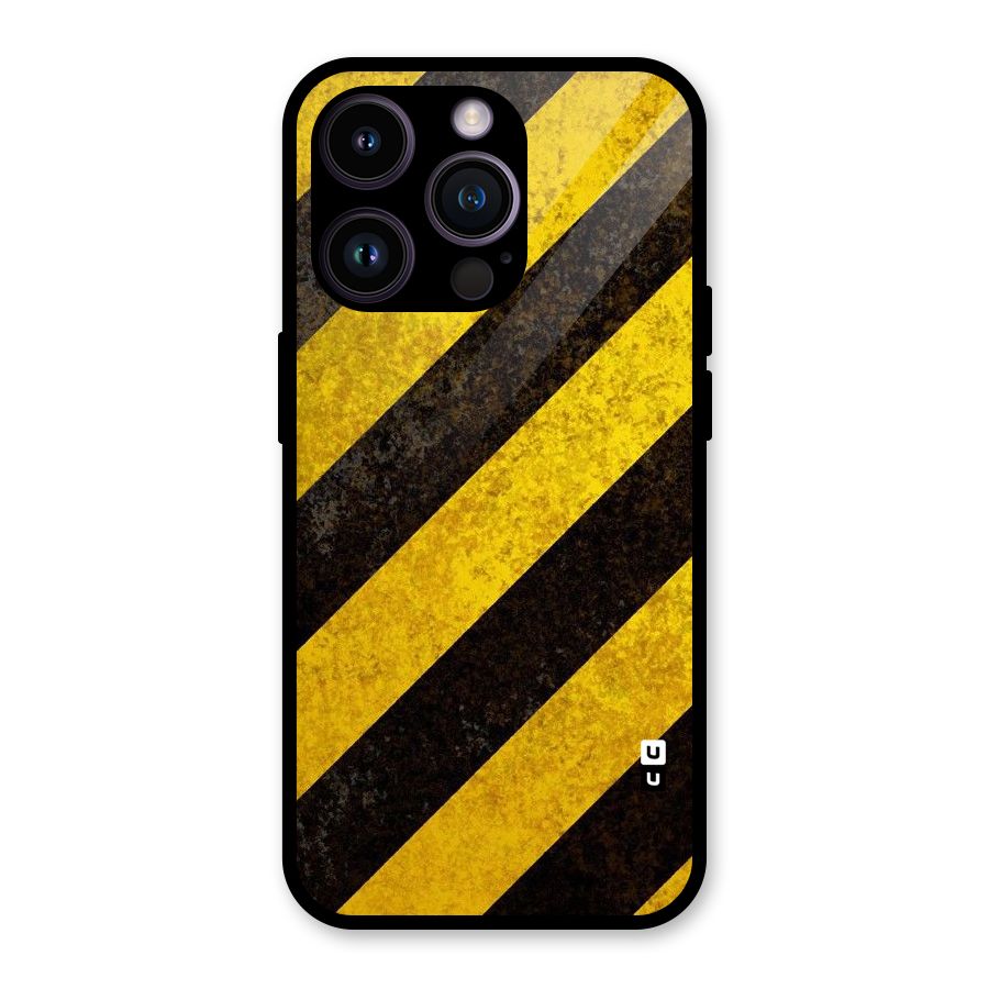 Shaded Yellow Stripes Glass Back Case for iPhone 14 Pro