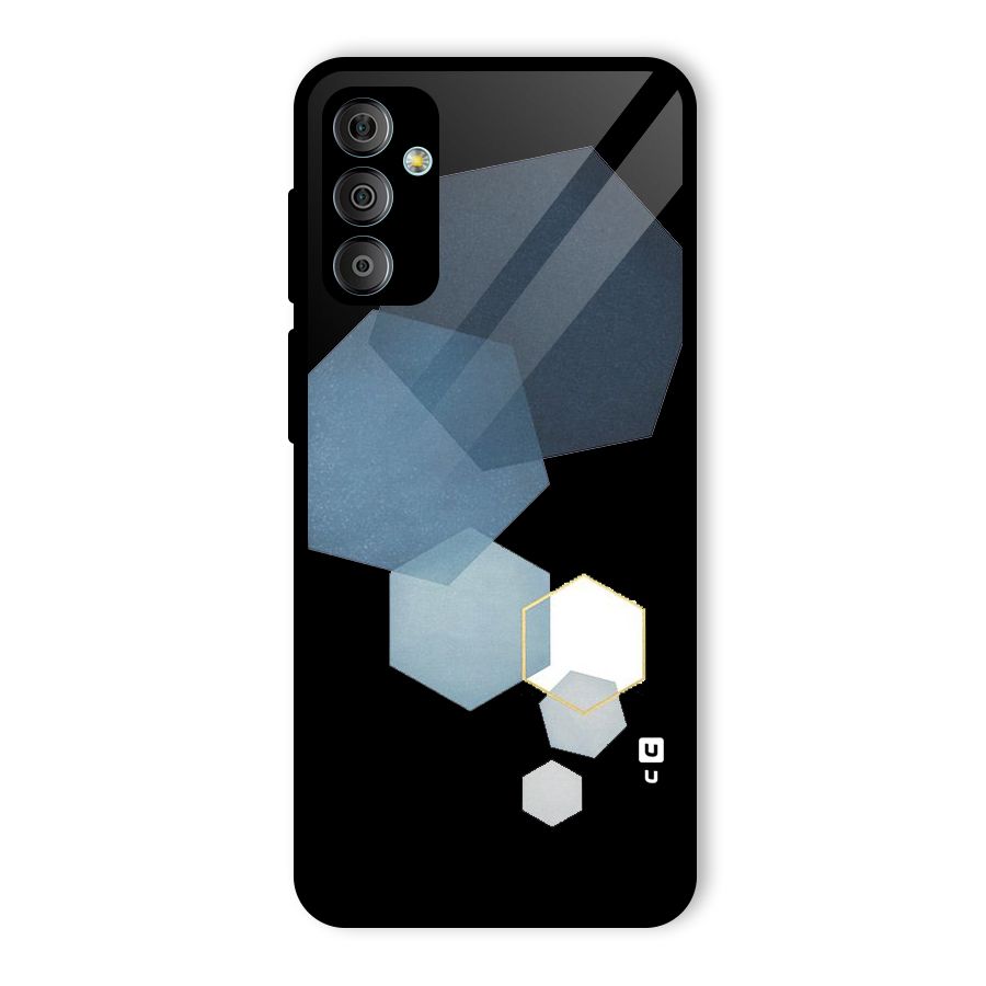 Shades Of Blue Shapes Glass Back Case for Galaxy F23