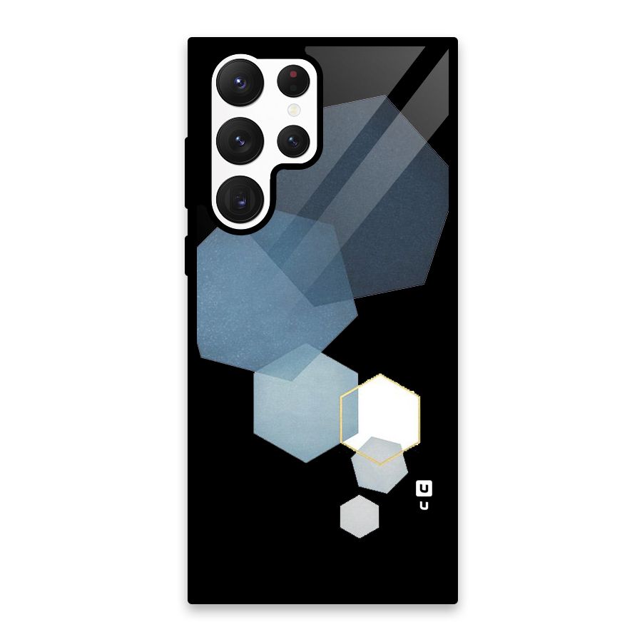 Shades Of Blue Shapes Glass Back Case for Galaxy S22 Ultra 5G