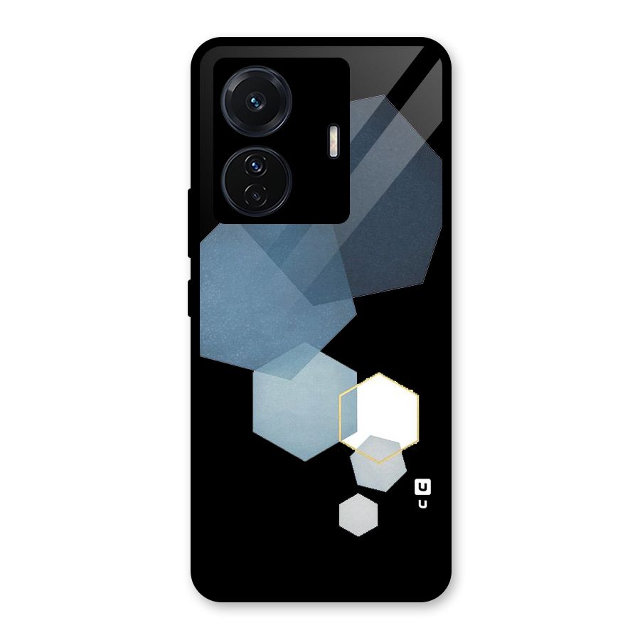 Shades Of Blue Shapes Glass Back Case for Vivo T1 Pro