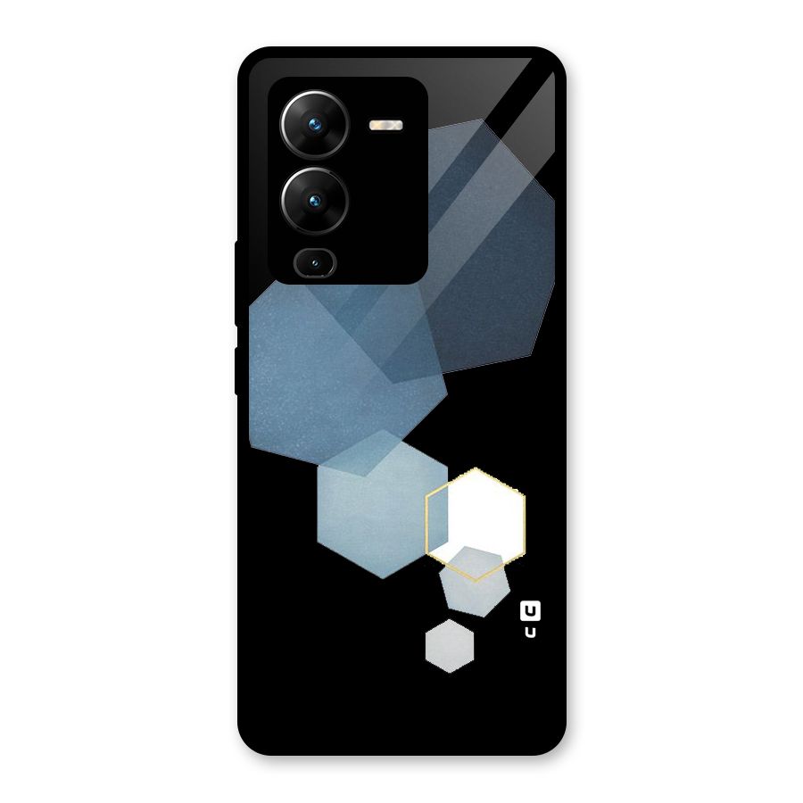 Shades Of Blue Shapes Glass Back Case for Vivo V25 Pro
