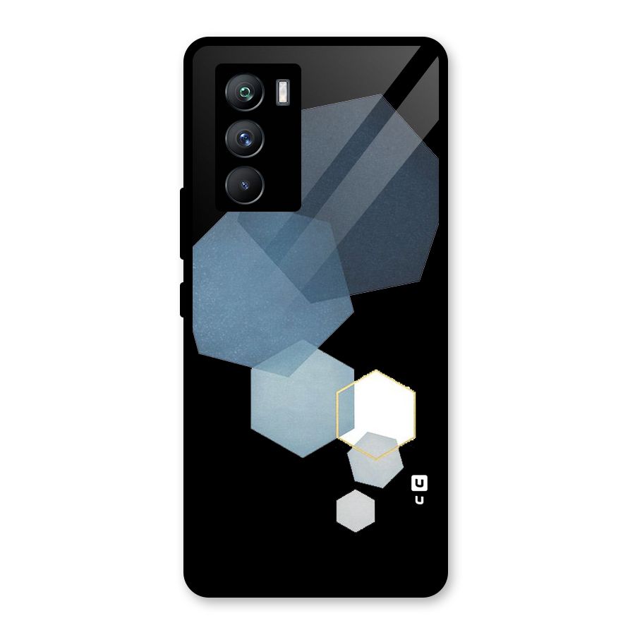 Shades Of Blue Shapes Glass Back Case for Vivo iQOO 9 SE