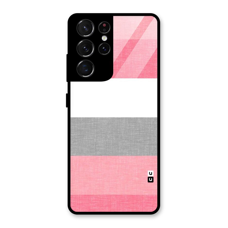 Shades Pink Stripes Glass Back Case for Galaxy S21 Ultra 5G