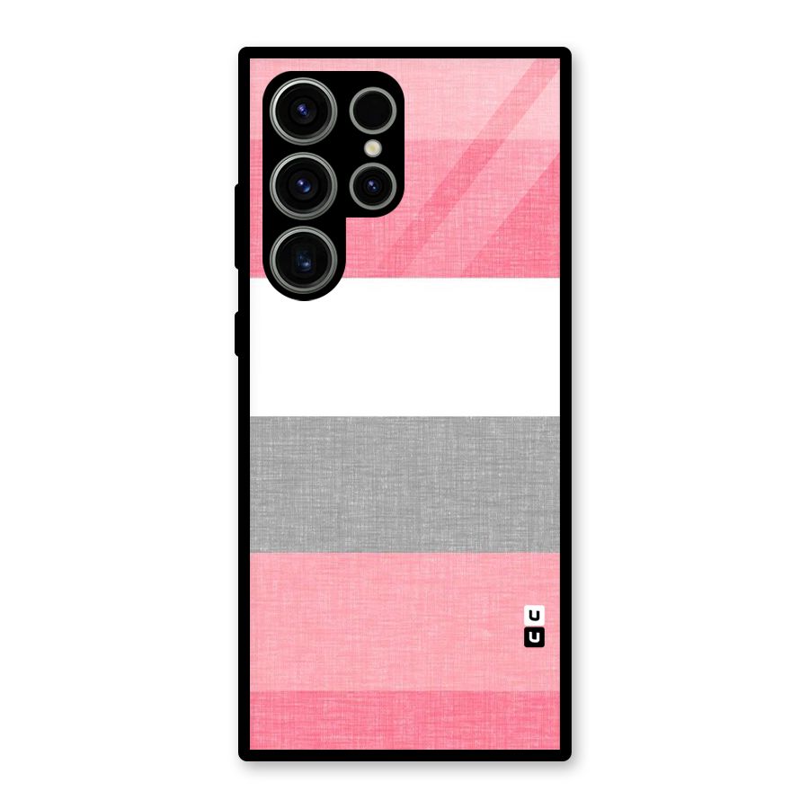 Shades Pink Stripes Glass Back Case for Galaxy S23 Ultra