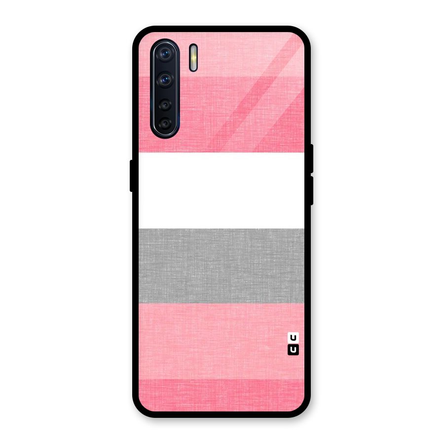 Shades Pink Stripes Glass Back Case for Oppo F15