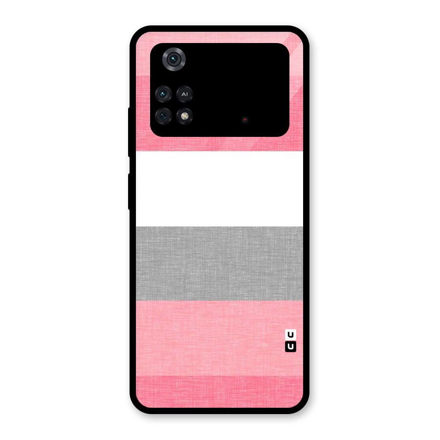 Shades Pink Stripes Glass Back Case for Poco M4 Pro 4G