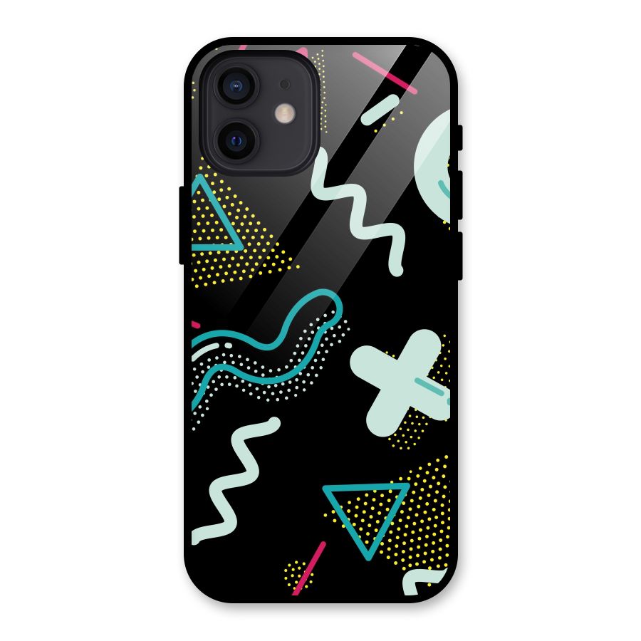 Shapes Pattern Glass Back Case for iPhone 12