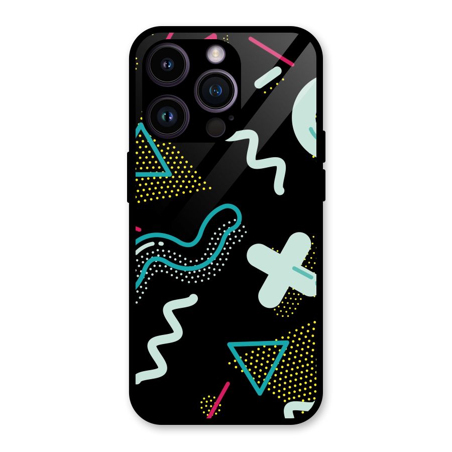Shapes Pattern Glass Back Case for iPhone 14 Pro