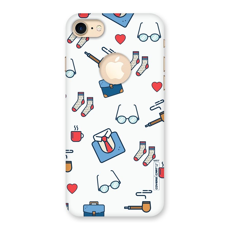 Shirt Spectacles Pattern Back Case for iPhone 7 Logo Cut