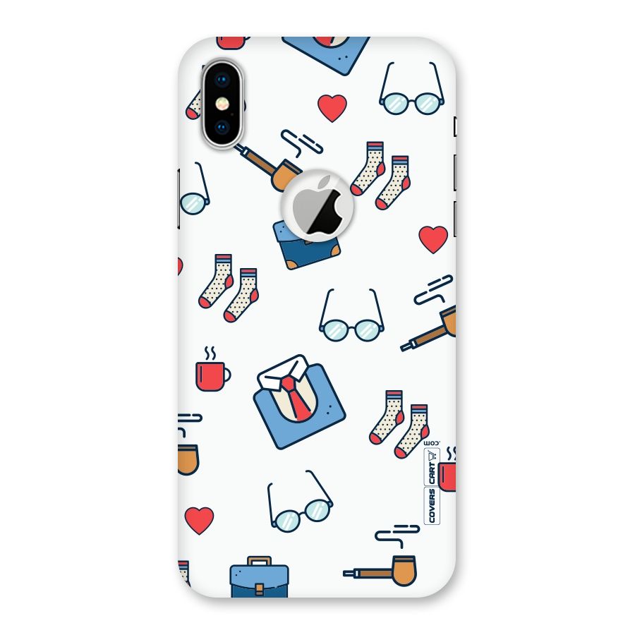 Shirt Spectacles Pattern Back Case for iPhone X Logo Cut