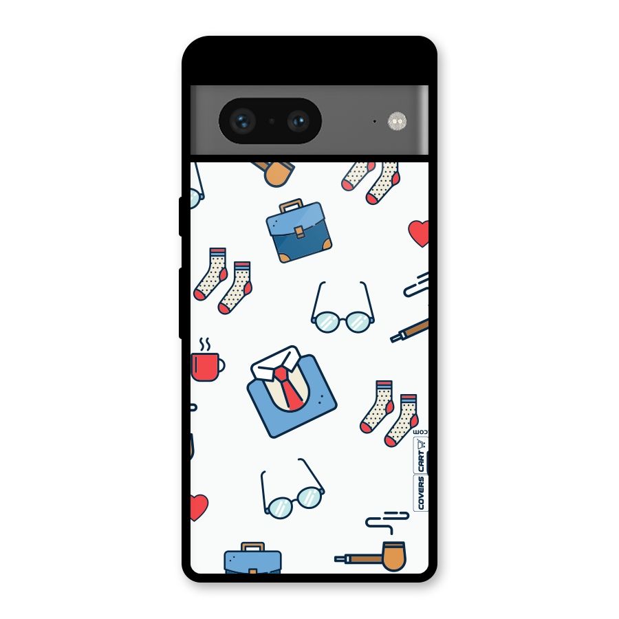 Shirt Spectacles Pattern Glass Back Case for Google Pixel 7