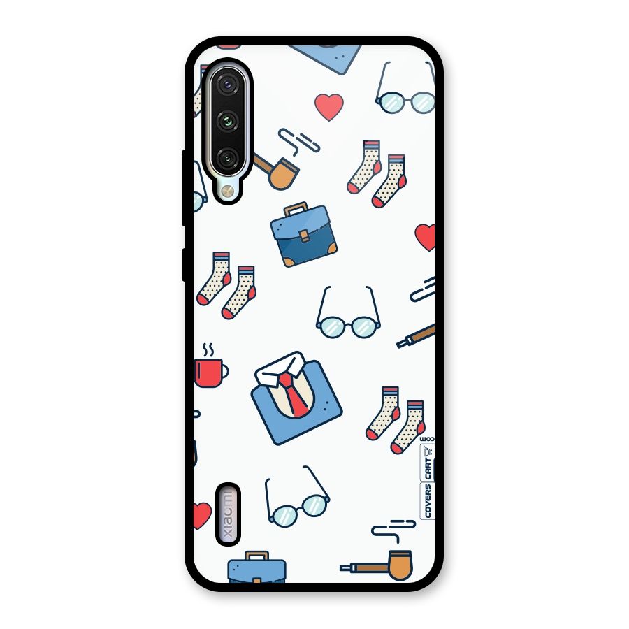 Shirt Spectacles Pattern Glass Back Case for Mi A3