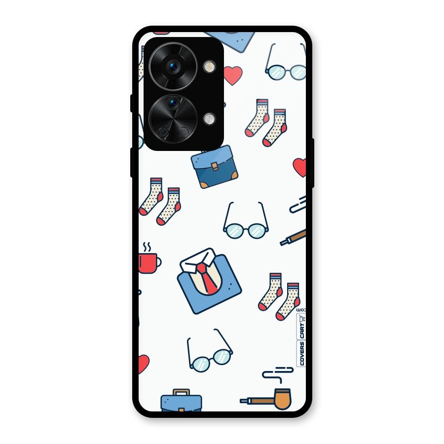 Shirt Spectacles Pattern Glass Back Case for OnePlus Nord 2T