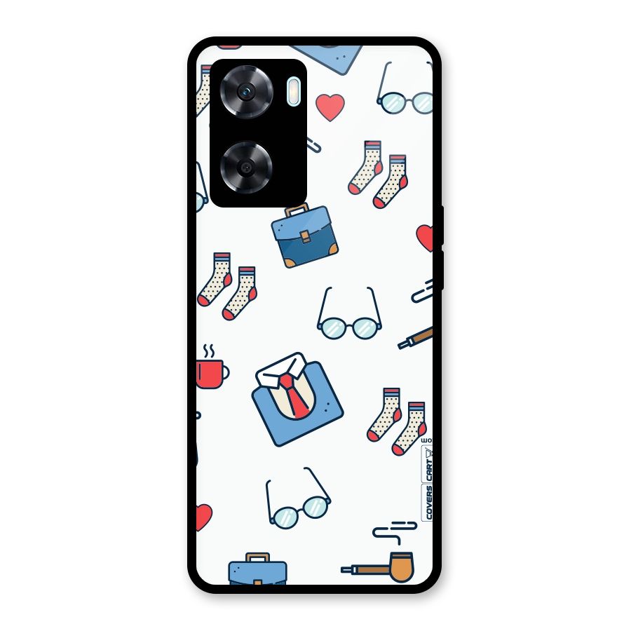 Shirt Spectacles Pattern Glass Back Case for Oppo A77