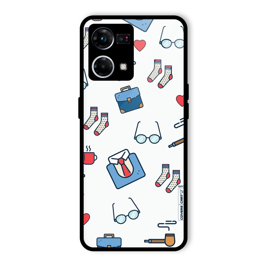 Shirt Spectacles Pattern Glass Back Case for Oppo F21s Pro 4G