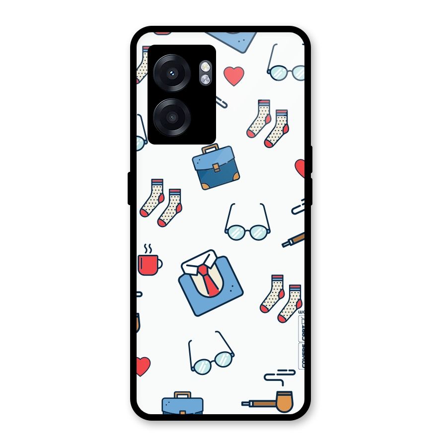 Shirt Spectacles Pattern Glass Back Case for Oppo K10 (5G)