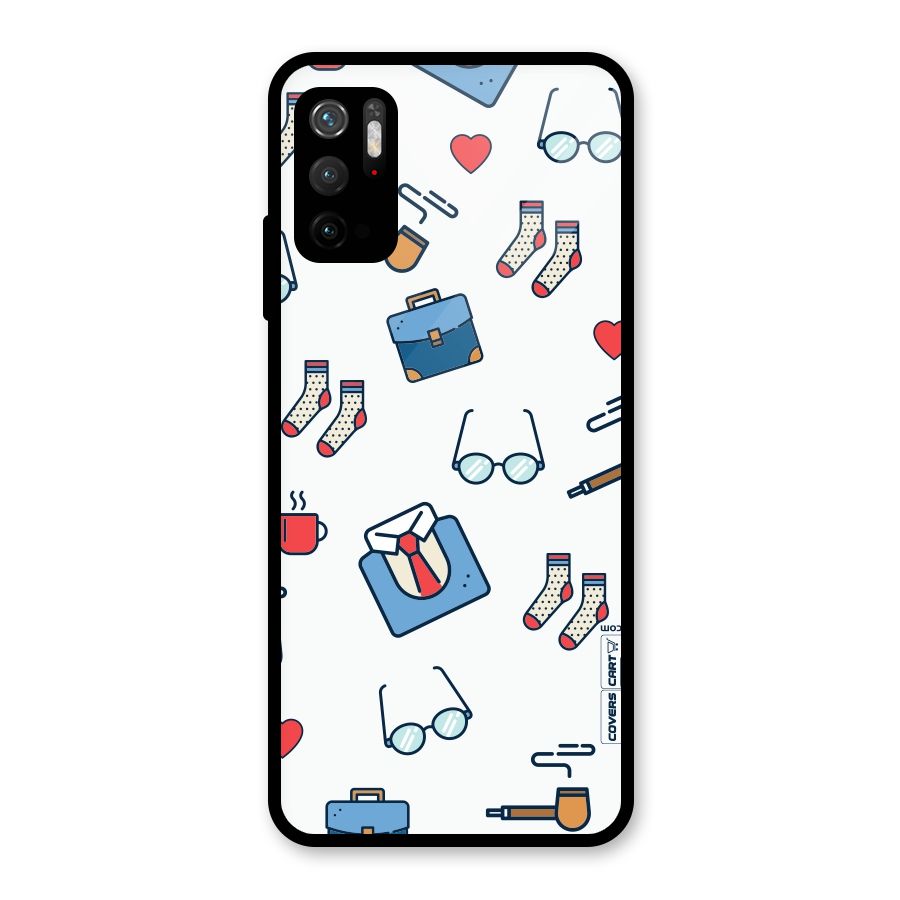 Shirt Spectacles Pattern Glass Back Case for Poco M3 Pro 5G