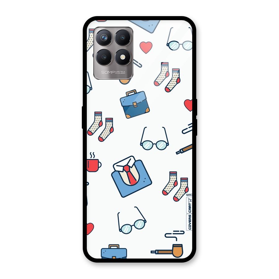 Shirt Spectacles Pattern Glass Back Case for Realme Narzo 50